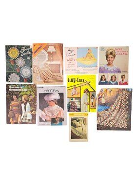 Vintage Crochet Assorted Pattern & Booklet Lot Doilies Collars Blankets Afghans